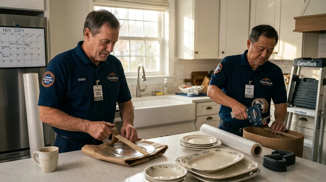 Professional crew packing kitchen dishware in Granger, WA